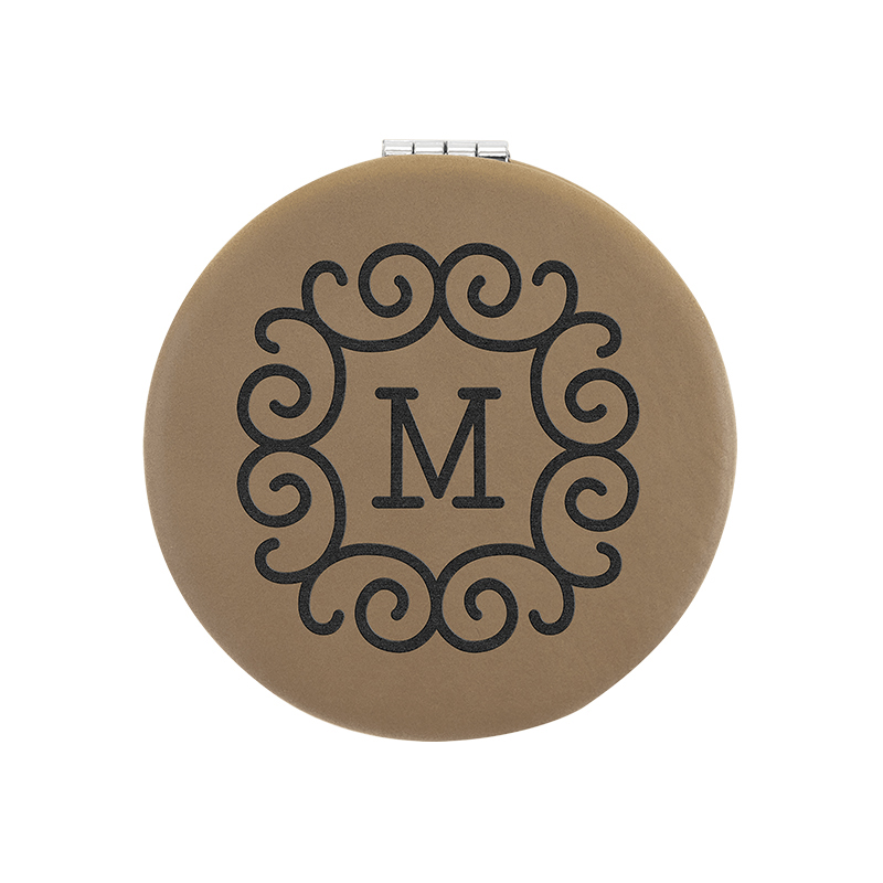 Espejo compacto de cuero con láser Espejo compacto de cuero con láser