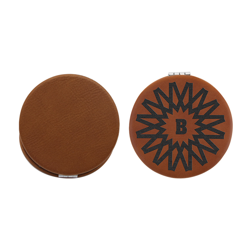 Espejo compacto de cuero con láser Espejo compacto de cuero con láser