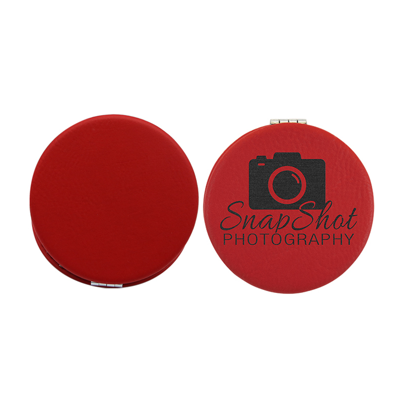 Espejo compacto de cuero con láser Espejo compacto de cuero con láser