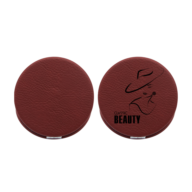 Espejo compacto de cuero con láser Espejo compacto de cuero con láser