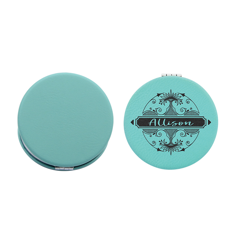 Espejo compacto de cuero con láser Espejo compacto de cuero con láser