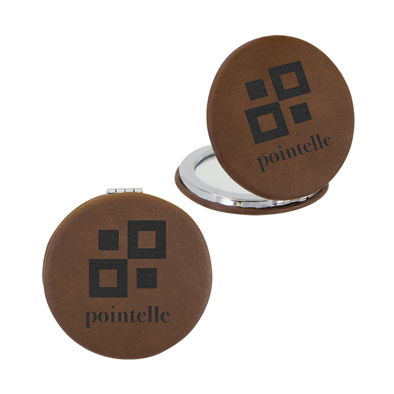 Espejo compacto de cuero con láser Espejo compacto de cuero con láser