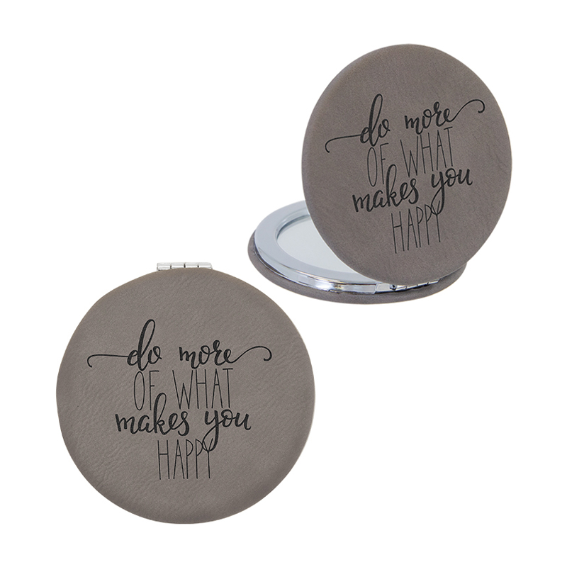 Espejo compacto de cuero con láser Espejo compacto de cuero con láser