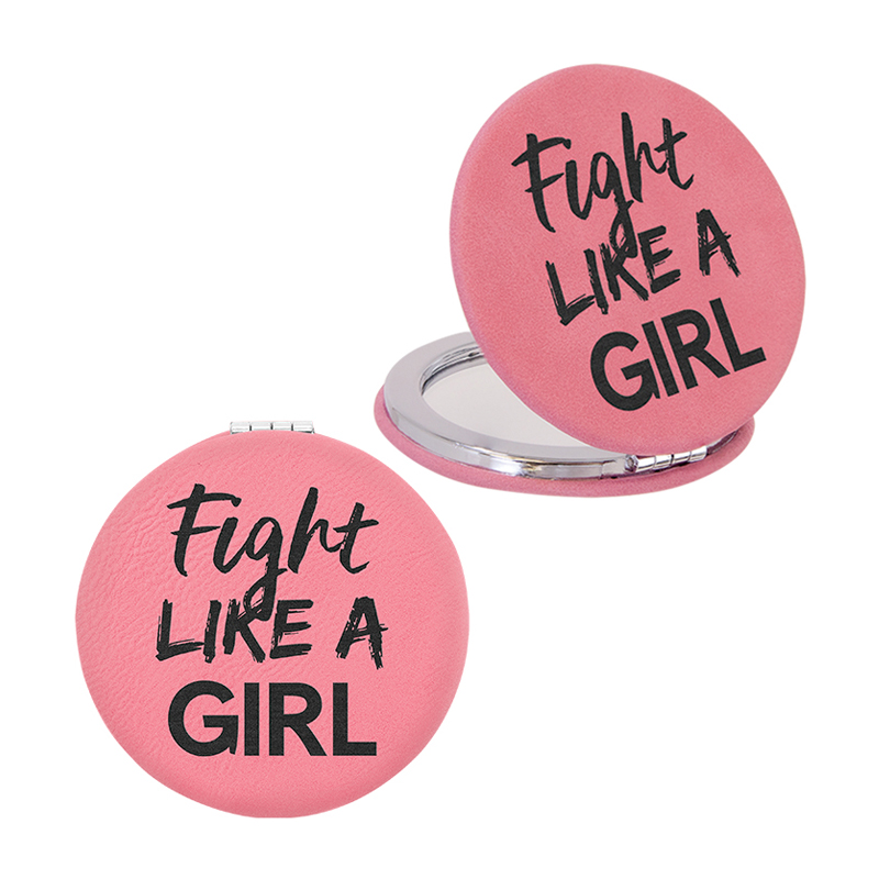 Espejo compacto de cuero con láser Espejo compacto de cuero con láser