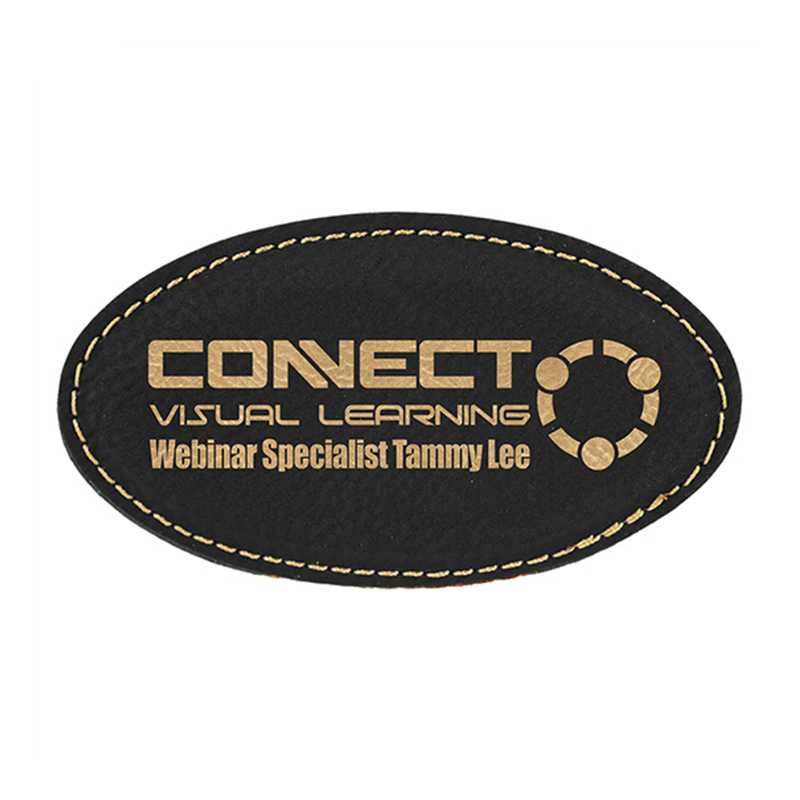 Manta ovalada con insignia de polipiel laserable y imán Manta ovalada con insignia de polipiel laserable y imán