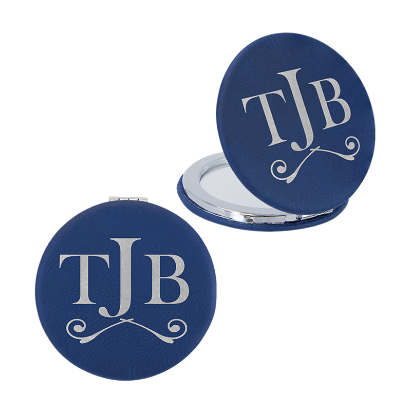 Espejo compacto de cuero con láser Espejo compacto de cuero con láser