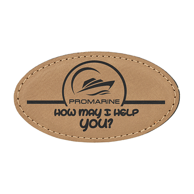 Manta ovalada con insignia de polipiel laserable y imán Manta ovalada con insignia de polipiel laserable y imán