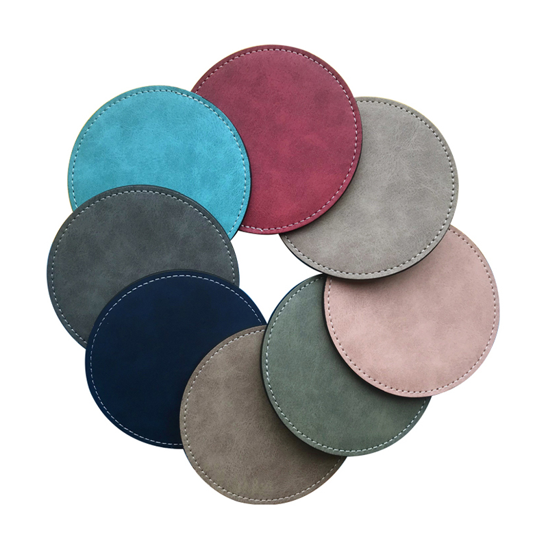 Posavasos de cuero PU con sublimación - Redondo Posavasos de cuero PU con sublimación - Redondo