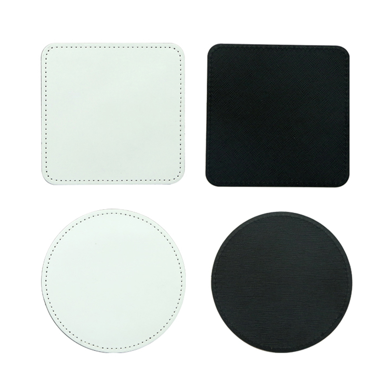 Posavasos de cuero PU con sublimación - Redondo Posavasos de cuero PU con sublimación - Redondo