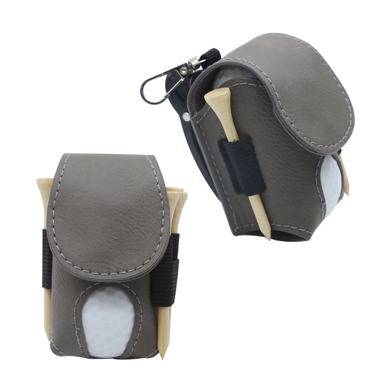 Soporte para pelota de golf de cuero sintético laserable con 5 camisetas de madera Soporte para pelota de golf de cuero sintético laserable con 5 camisetas de madera