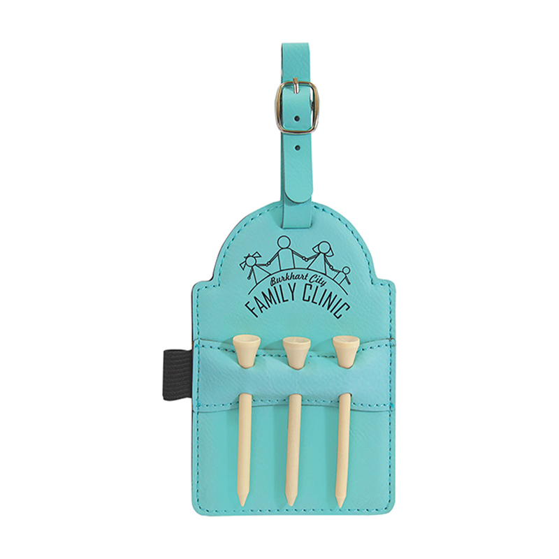 Etiqueta de bolsa de golf de cuero sintético laserable con camisetas Etiqueta de bolsa de golf de cuero sintético laserable con camisetas