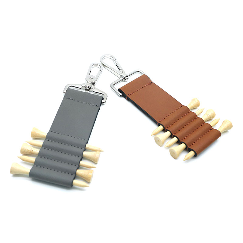 Llavero con etiqueta de bolsa de golf de polipiel laserable y 5 camisetas de madera Llavero con etiqueta de bolsa de golf de polipiel laserable y 5 camisetas de madera