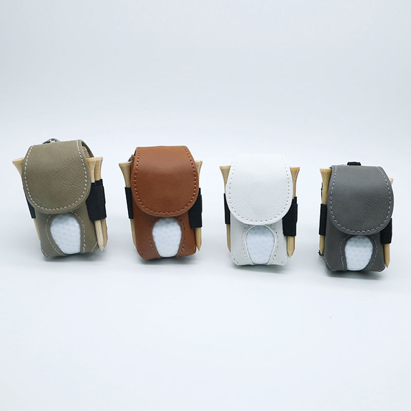 Soporte para pelota de golf de cuero sintético laserable con 5 camisetas de madera Soporte para pelota de golf de cuero sintético laserable con 5 camisetas de madera