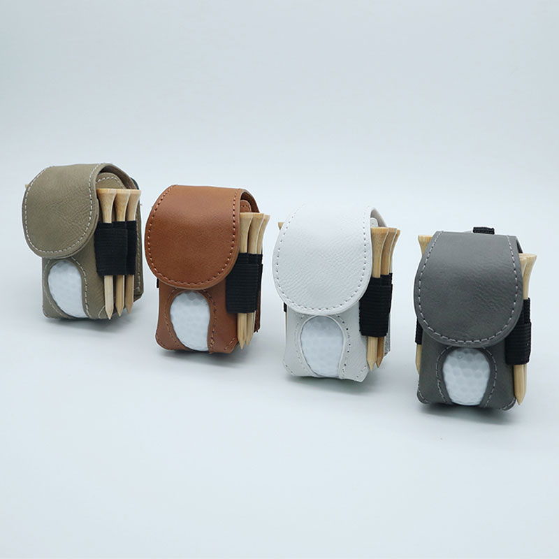 Soporte para pelota de golf de cuero sintético laserable con 5 camisetas de madera Soporte para pelota de golf de cuero sintético laserable con 5 camisetas de madera