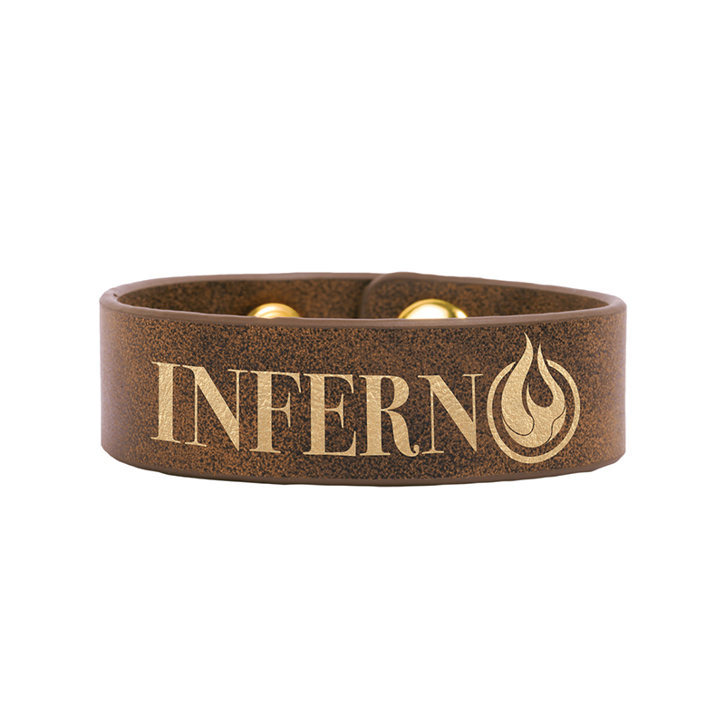 Pulsera de cuero sintético con láser de 9 1/2' x 1' Pulsera de cuero sintético con láser de 9 1/2' x 1'