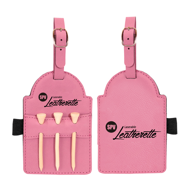 Etiqueta de bolsa de golf de cuero sintético laserable con camisetas Etiqueta de bolsa de golf de cuero sintético laserable con camisetas