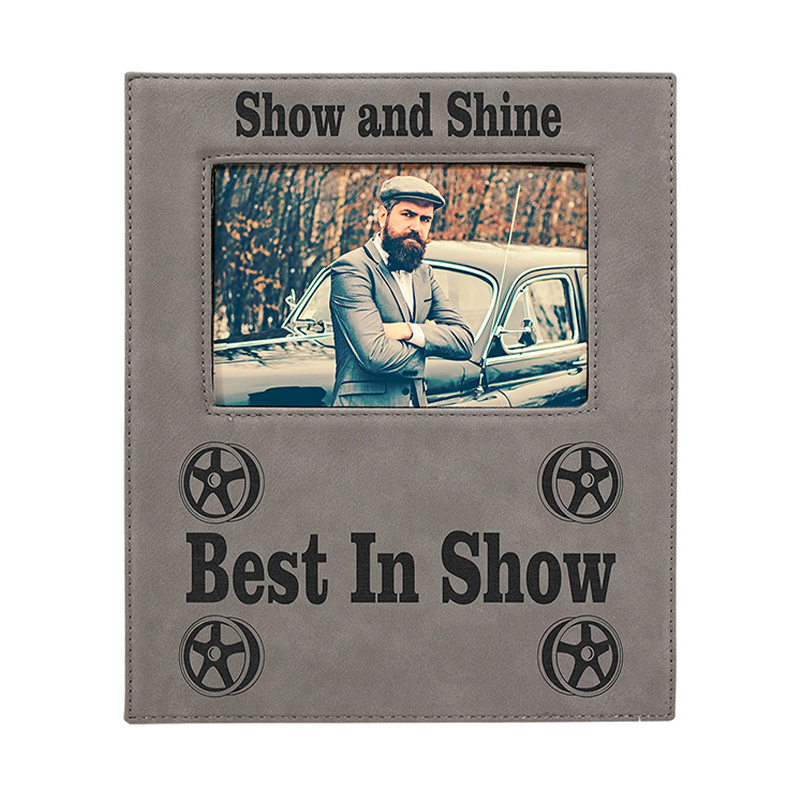 Marco de fotos de cuero sintético de 5' x 7' con área de grabado de 4 1/4' x 8 7/8' Marco de fotos de cuero sintético de 5' x 7' con área de grabado de 4 1/4' x 8 7/8'