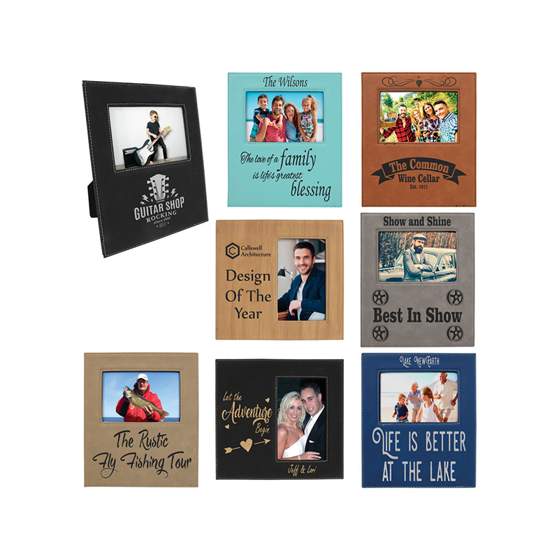 Marco de fotos de cuero sintético de 4' x 6' con área de grabado de 4 1/4' x 7 7/8' Marco de fotos de cuero sintético de 4' x 6' con área de grabado de 4 1/4' x 7 7/8'