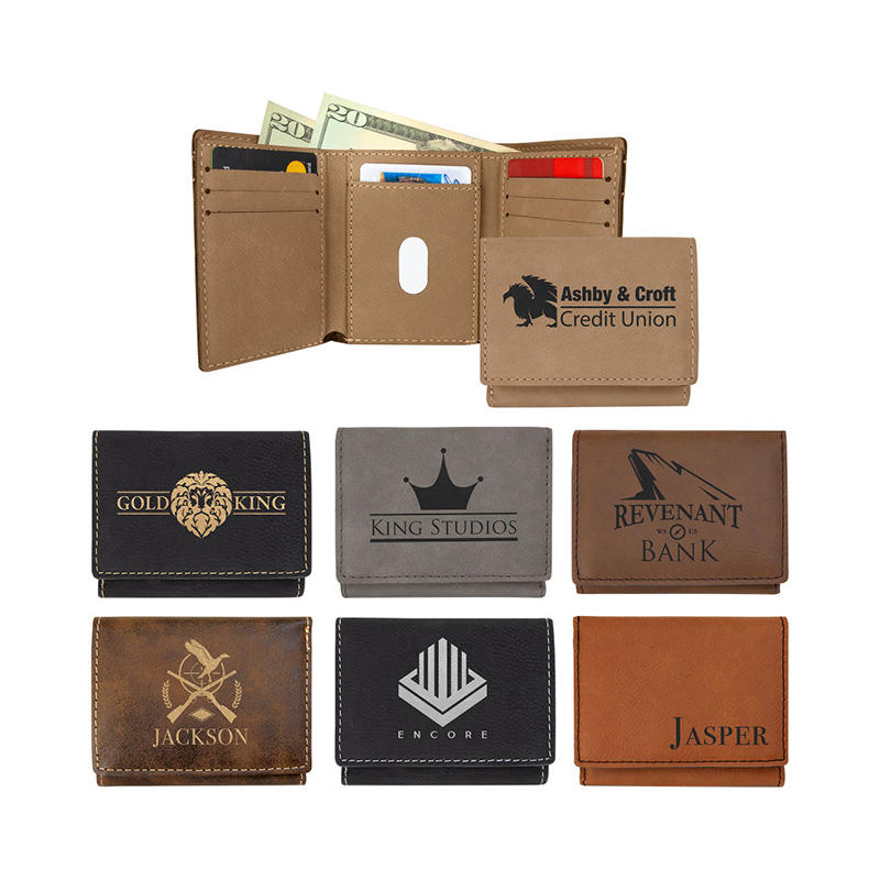 Cartera triple de cuero sintético laserable