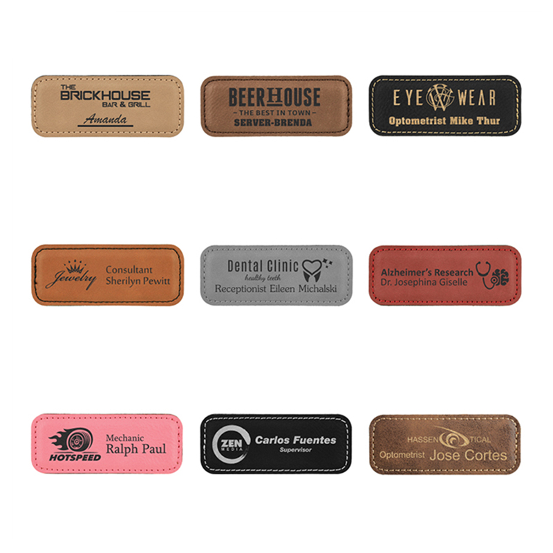 Placas de Identificación Pequeñas Rectangulares de Cuero Sintético Placas de Identificación Pequeñas Rectangulares de Cuero Sintético