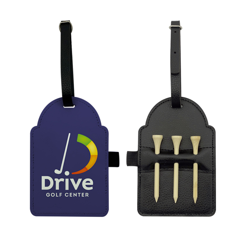 Etiqueta de bolsa de golf de cuero sintético por sublimación con 3 camisetas de madera