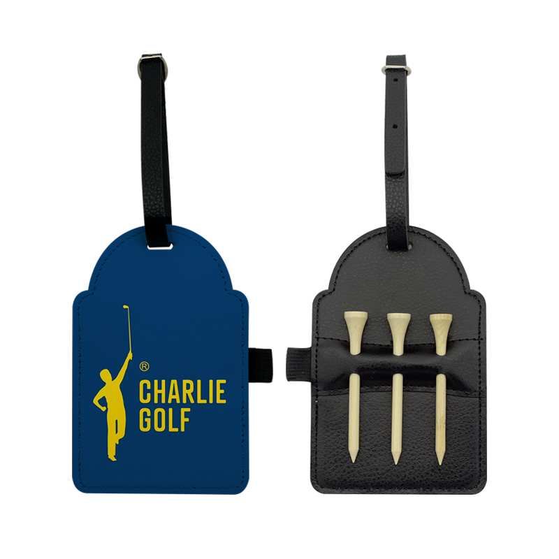 Etiqueta de bolsa de golf de cuero sintético por sublimación con 3 camisetas de madera Etiqueta de bolsa de golf de cuero sintético por sublimación con 3 camisetas de madera