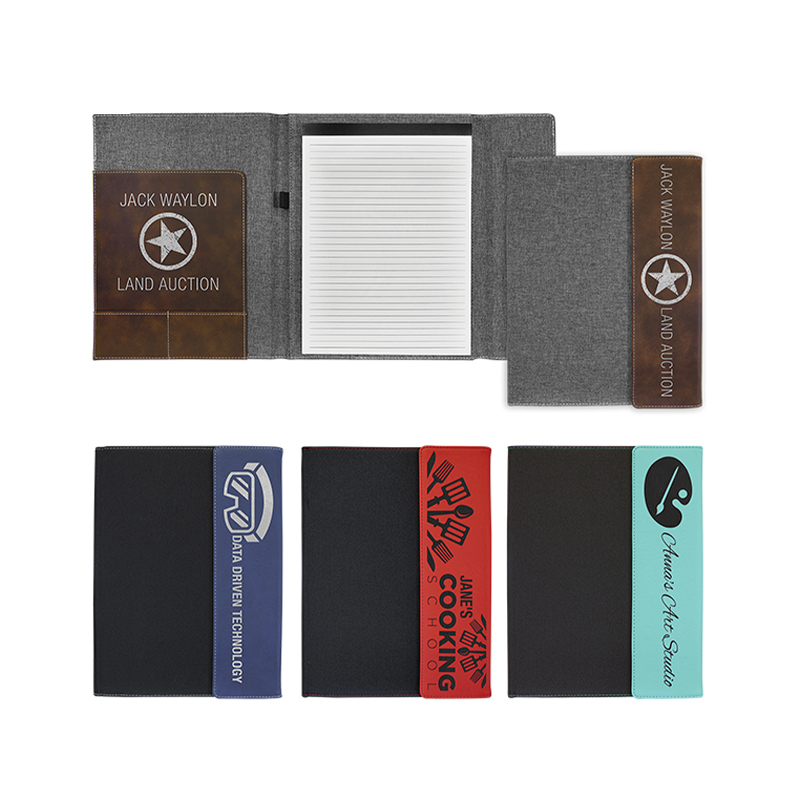 Lienzo de 9 1/2' × 12' con portafolios de polipiel