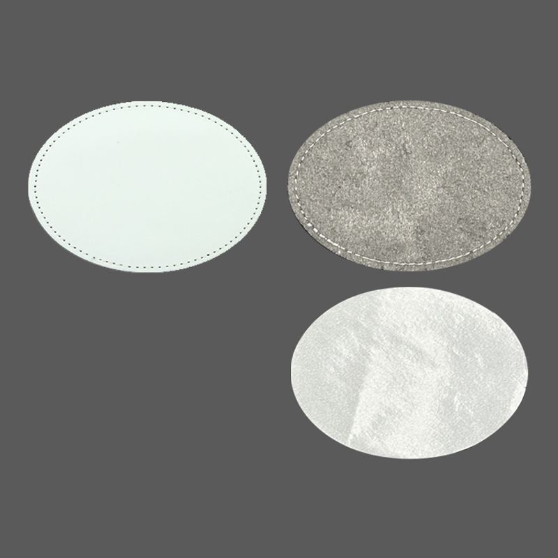 Parches de cuero sintético por sublimación ovalada de 3' x 2' con adhesivo Parches de cuero sintético por sublimación ovalada de 3' x 2' con adhesivo