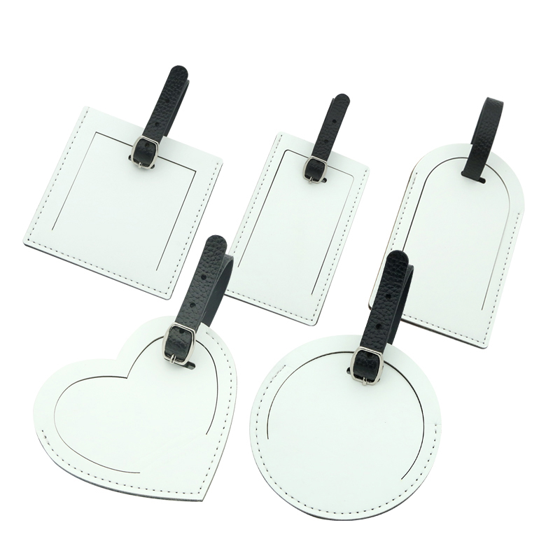 Etiqueta de equipaje de cuero PU con sublimación, de un solo lado, imprimible