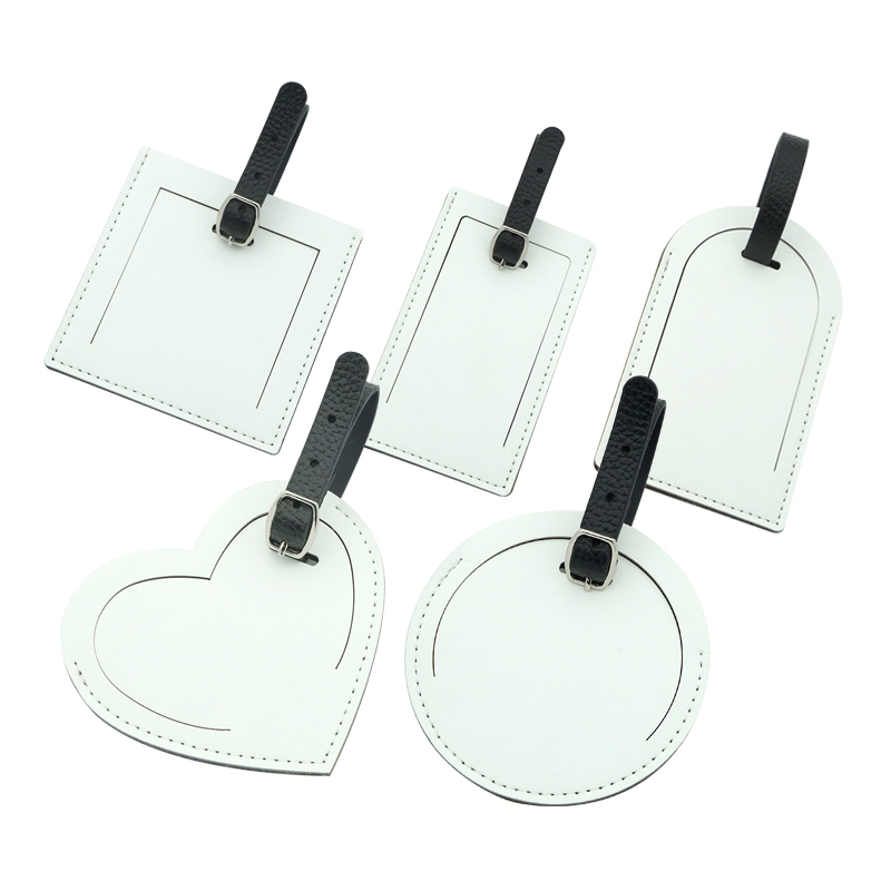 Etiqueta de equipaje de cuero PU con sublimación, doble cara imprimible