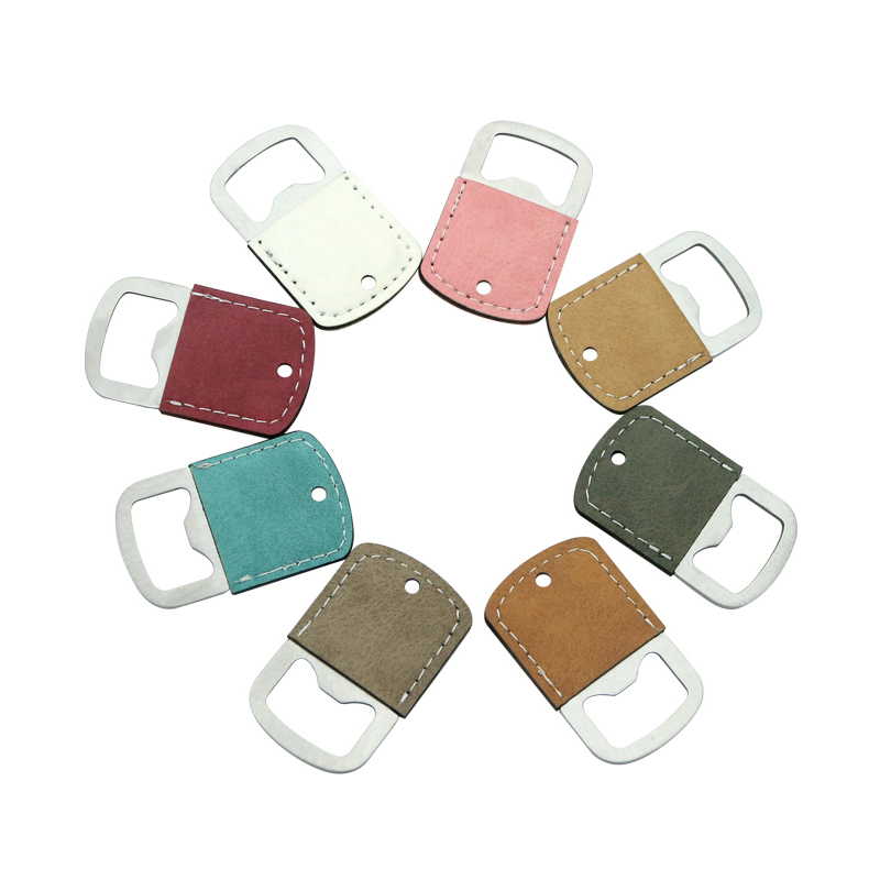 Llavero abridor de botellas de acero inoxidable con polipiel por sublimación